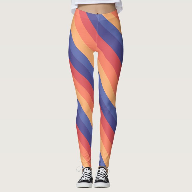 Retro Vintag Strip Trendy Leggings (Vorderseite)