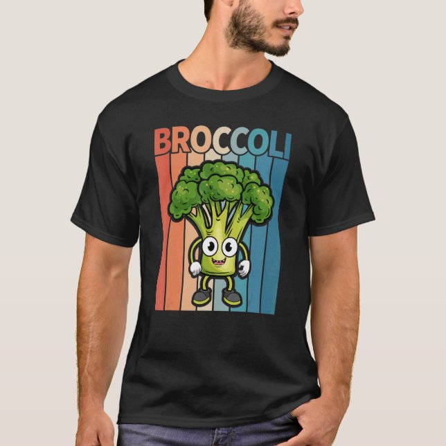 Retro Vintag Style Broccoli Broccoli Vegan T-Shirt (Vorderseite)