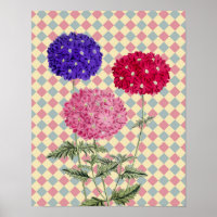 Retro Vintag Style Hydrangea Blume Art Poster