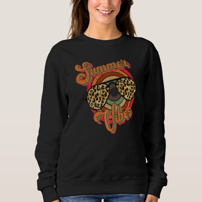 Retro Vintag Summer Vibes Cheetah Sonnenbrille 80e Sweatshirt (Vorderseite)
