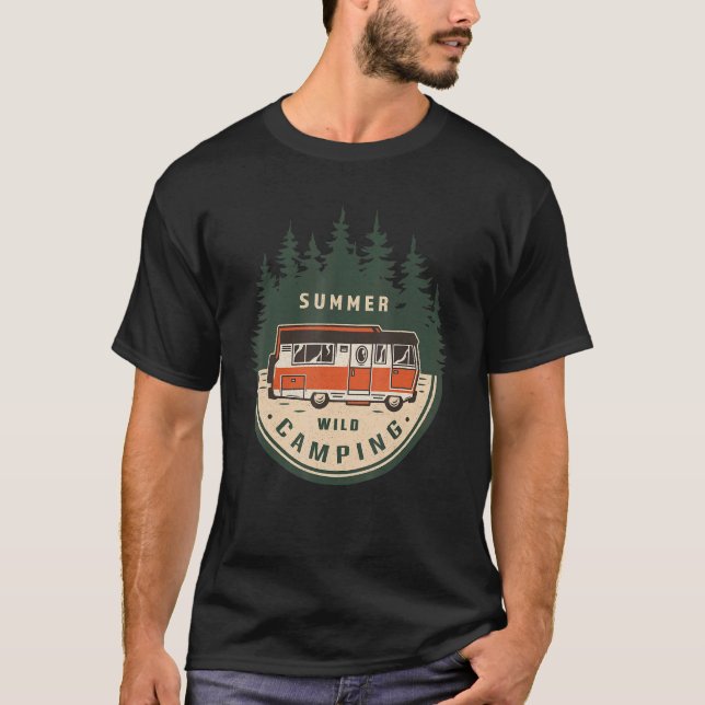 Retro Vintag Summer Wild Camping Adventure T-Shirt (Vorderseite)