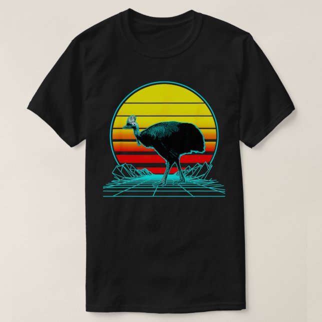 Retro Vintag Sunset Cassowary T-Shirt (Design vorne)