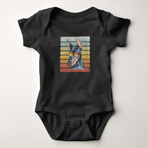 Retro Vintag Sunset Doberman Mama Vater Baby Strampler