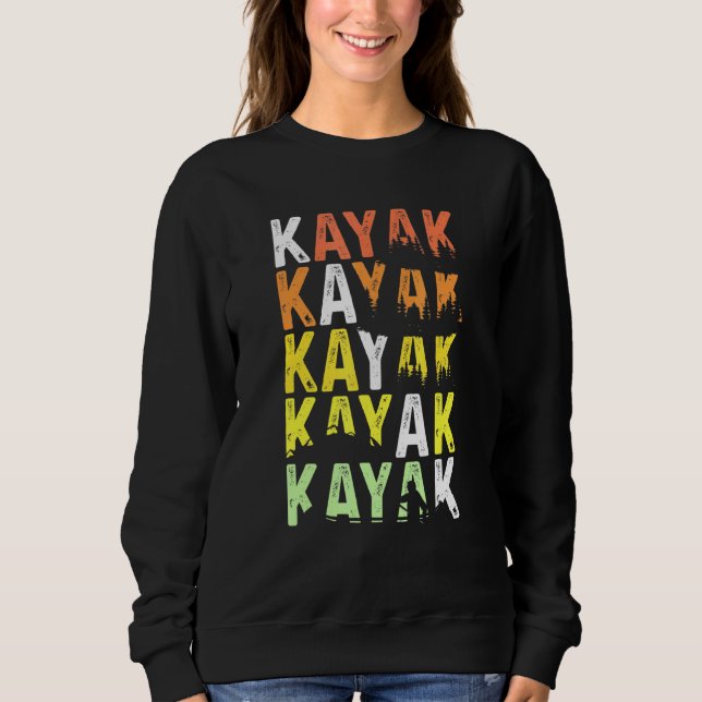 Retro Vintag Sunset Kayak Stacks Graphic Kayakin Sweatshirt (Vorderseite)