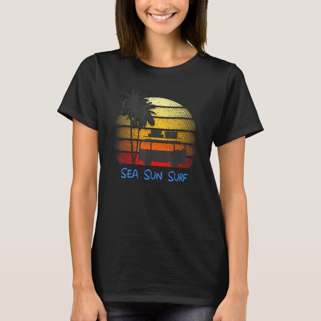 Retro Vintag Sunset Sea Surf T-Shirt (Vorderseite)