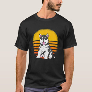 Retro Vintag Sunset Siberian Husky Hunde Lover T-Shirt