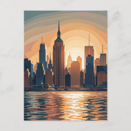 Retro Vintag Sunset über Manhattan Postkarte
