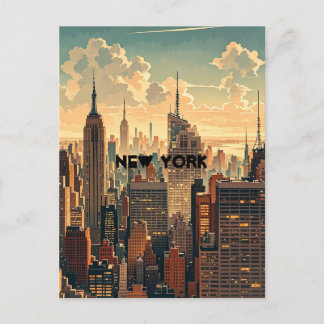 Retro Vintag Sunset über Manhattan Postkarte