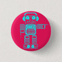 Retro Vintag Toy Robot (blau / rosa) Flair