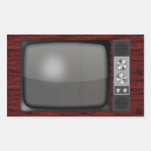 Retro-Vintag-TV-Set Rechteckiger Aufkleber