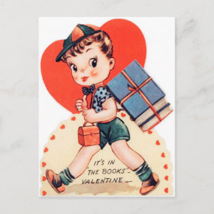 Retro Vintag Valentine Buchspass Postkarte