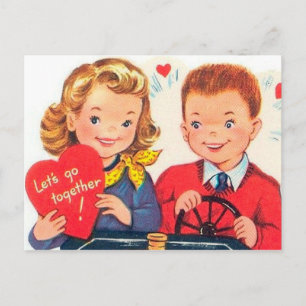 Retro Vintag Valentine Feiertag Postkarte
