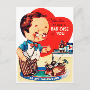 Retro Vintag Valentine Feiertage Arzt Postkarte