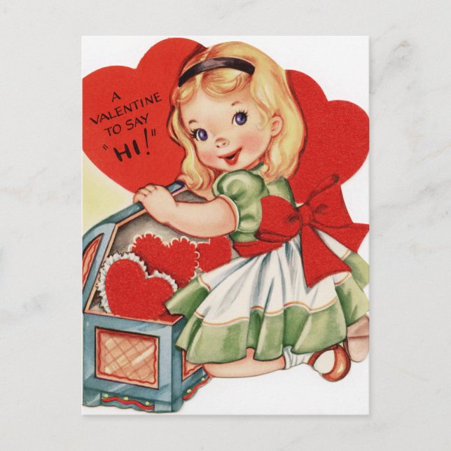 Retro Vintag Valentine Feiertagspostkarte (Vorderseite)
