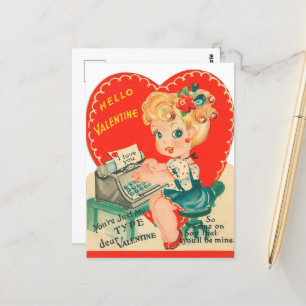 Retro Vintag Valentine Girl Postkarte