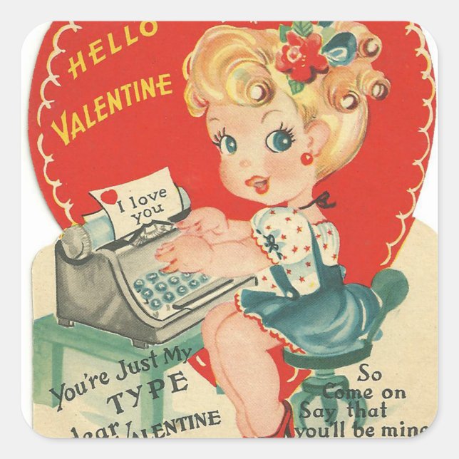Retro Vintag Valentine Holiday Aufkleber (Vorderseite)