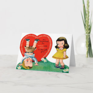 Retro Vintag Valentine - Meldungskarte Feiertagskarte