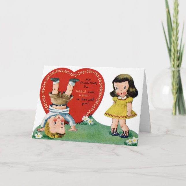 Retro Vintag Valentine - Meldungskarte Feiertagskarte (Vorderseite)