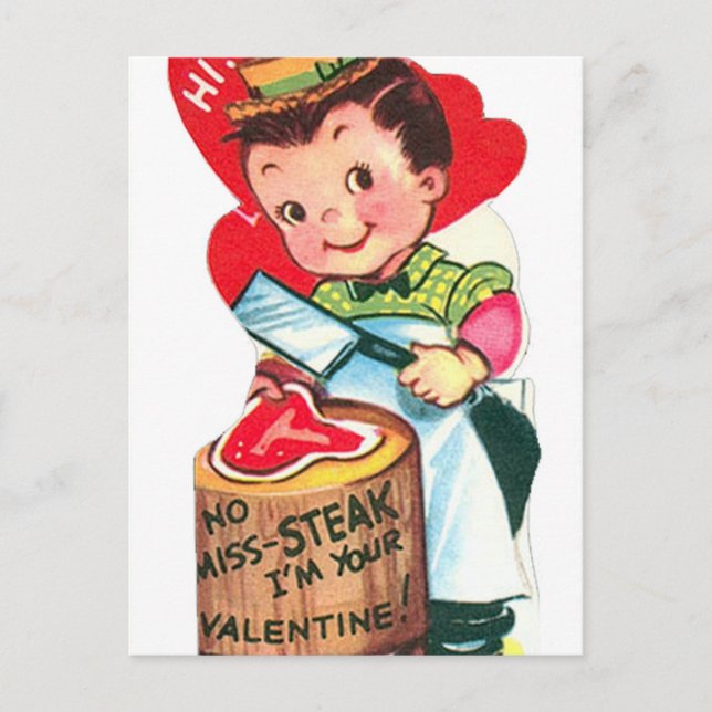 Retro Vintag Valentine Metzger Holiday Postkarte (Vorderseite)