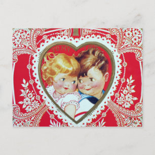 Retro Vintag Valentinskinder Feiertagspostkarte