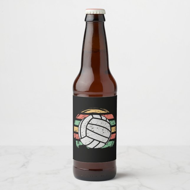 Retro Vintag Volleyball Bierflaschenetikett (Vorderseite)
