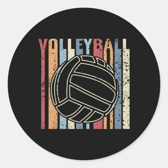 Retro Vintag Volleyball Runder Aufkleber (Vorderseite)