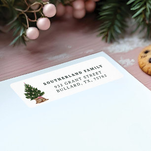 Retro Vintag Watercolor Weihnachtsbaum Monogram