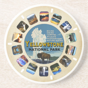 Retro Vintag Yellowstone Nationalpark Souvenir Getränkeuntersetzer