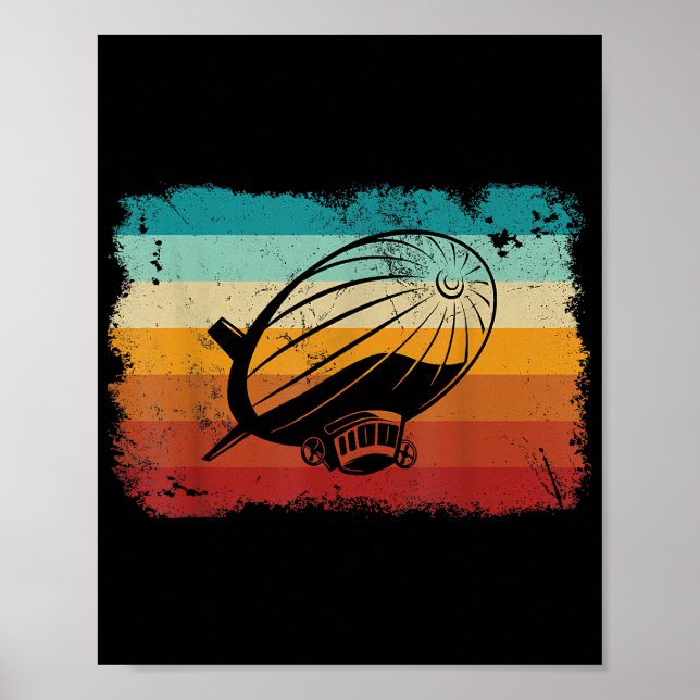 Retro Vintag Zeppelin Dirigible Luftschiff Zepplin Poster (Vorne)