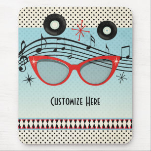 Retro Vintage 1950er Jahre Rote Katzenaugenbrille Mousepad
