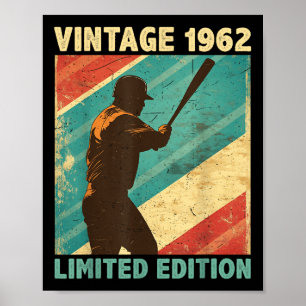 Retro Vintage 1962 Baseball Fan Limited Edition Poster