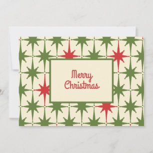Retro Vintage 50er Frohe Weihnachten Sternenmuster Einladung