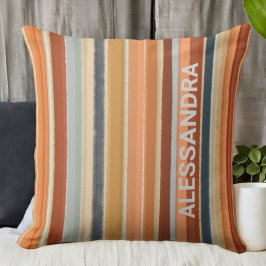 Retro Vintage 70er Boho Streifen farbig Monogramm Kissen