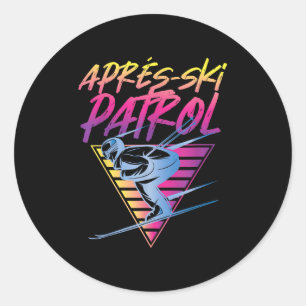 Retro Vintage 80er Après-Ski Patrol Runder Aufkleber