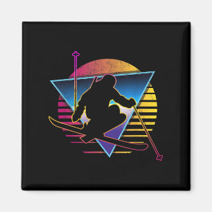 Retro Vintage 80er Ski Magnet