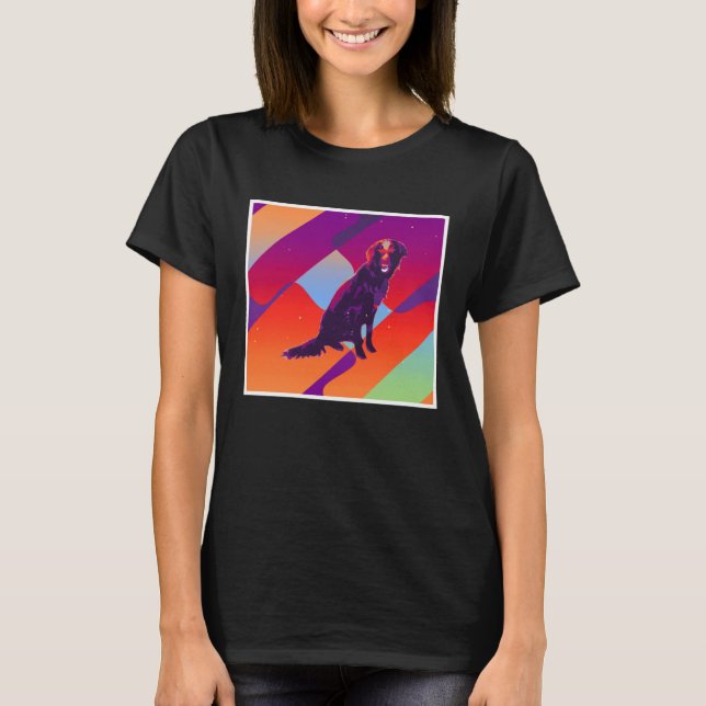 Retro Vintage Aesthetic Flat Coated Retriever T-Shirt (Vorderseite)