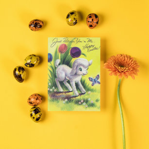 rétro vintage agneau de Pâques Carte postale