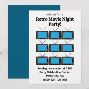 Retro Vintage Alte Fernsehfilm Nachtparty Einladung