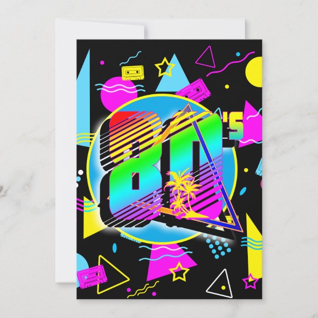 RETRO-VINTAGE ALTE SCHULE DER 80er Jahre Einladung (Vorderseite)