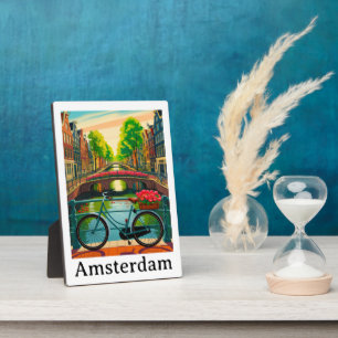 Retro Vintage Amsterdam Holland Kanal Stadt Reise Fotoplatte