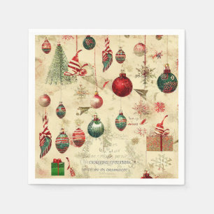 Retro Vintage Antike Weihnachtsdekorationen  Serviette