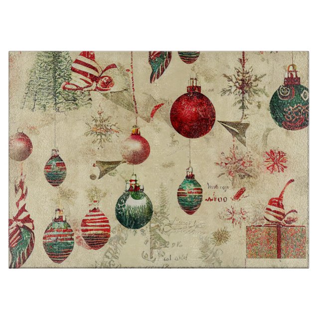 Retro Vintage antike Weihnachtsschmuck Schneidebrett (Vorderseite)