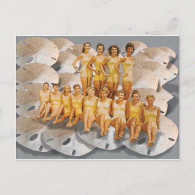 Retro Vintage Badebeauties auf SandDollars Postkarte (Vorderseite)