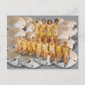 Retro-Vintage-Badeschönheiten auf Sanddollars Postkarte