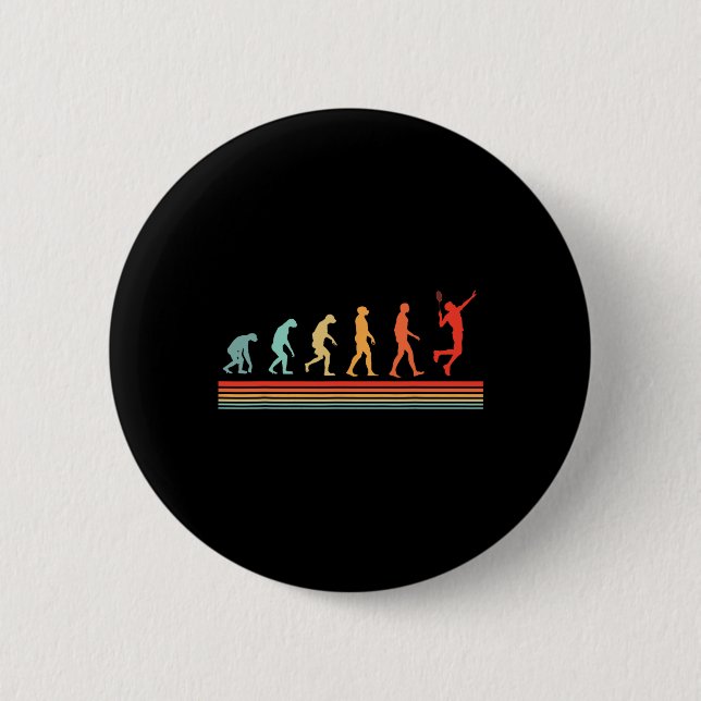 Retro Vintage Badminton Player-Evolution Button (Vorderseite)