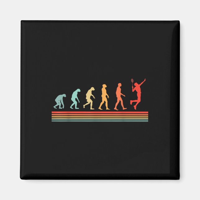 Retro Vintage Badmintonspieler Evolution  Magnet (Vorne)