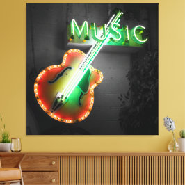 Retro Vintage Bass Gitarre Neo Unterschreiben Leinwanddruck