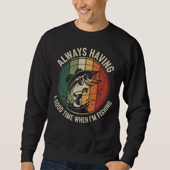 Retro Vintage Bassfischen gute Zeit Sweatshirt (Vorderseite)
