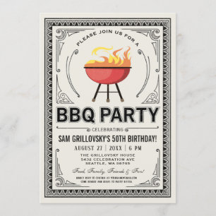 Retro-Vintage-BBQ-Party-Einladungen Einladung