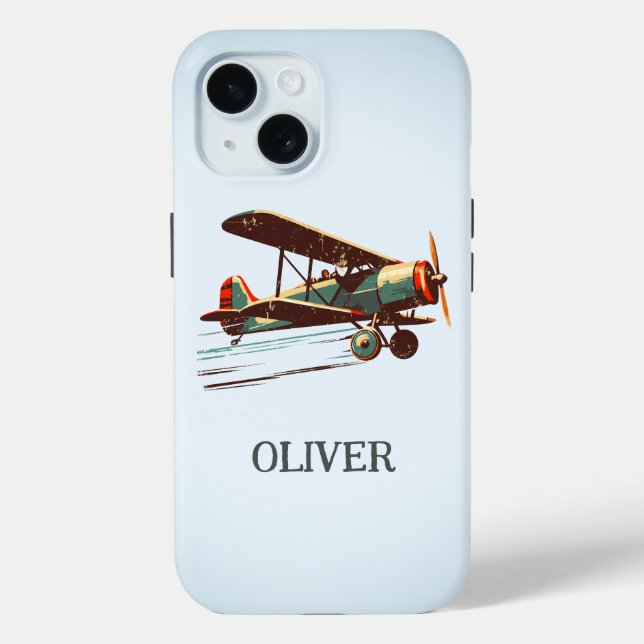 Retro-Vintage Biplane Personalisiert Case-Mate iPhone Hülle (Rückseite)